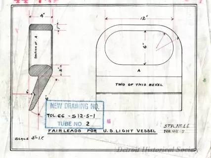 Drawing, Technical - Fair Leads for U. S. Light Vessel,
St'r. [Steamer] No. 66