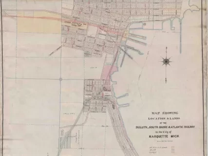 Map - Map Showing Location & Lands of the 
Duluth, South Shore & Atlantic Railway in the City of Marquette, Michigan