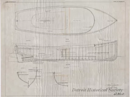 Drawing, Technical - Design of Motor Launch No. 8 for the U. S. Lake Survey
