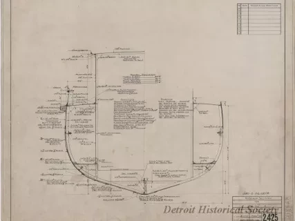 Drawing, Technical - Midship Section for Fire Tug
[Hull No. 75]