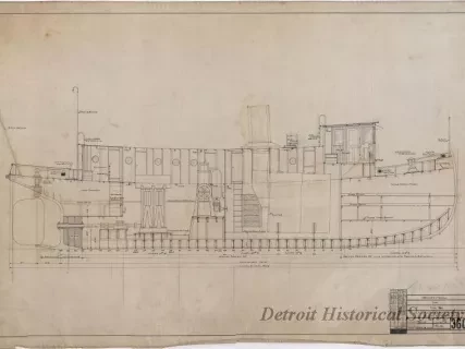 Drawing, Technical - Inboard Profile for Fire Tug
[Hull No. 75]
