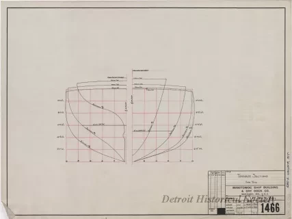 Drawing, Technical - Tonnage Sections, Fire Tug
[Hull No. 75]