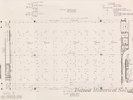 Drawing, Architectural - Hall B, 
Cobo Hall - Convention Arena, 
Civic Center - City of Detroit, Michigan
