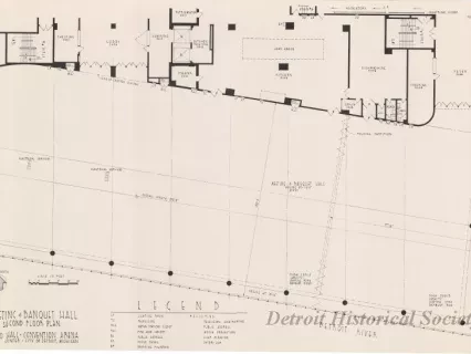 Drawing, Architectural - Meeting & Banquet Halls, 
Second Floor Plan, 
Cobo Hall - Convention Arena, 
Civic Center - City of Detroit, Michigan