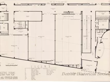 Drawing, Architectural - Meeting & Banquet Halls, 
Second Floor Plan, 
Cobo Hall - Convention Arena, 
Civic Center - City of Detroit, Michigan