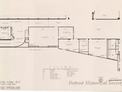 Drawing, Architecture - Offices & Meeting Rooms East of Hall C, 
Third Floor Plan, 
Cobo Hall - Convention Arena, 
Civic Center - City of Detroit, Michigan