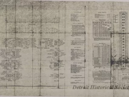 Drawing, Technical - Hull No. 424, Capacity Arrangement and Data Sheet
[SS Richard M. Marshall, SS John Dykstra, SS Benson Ford]