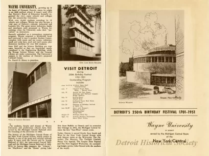 Pamphlet - Detroit's 250th Birthday Festival 1701-1951