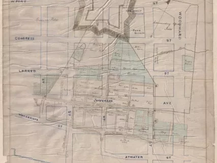 Map - The Town and Fortifications of Detroit A.D. 1796,
City of Detroit A.D. 1929