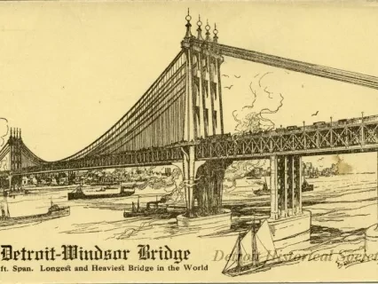 Postcard - Detroit-Windsor Bridge
