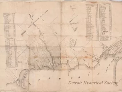 Map - Plan of Private Claims in Michigan Territory 
as Surveyed by Aaron Greeley in 1810