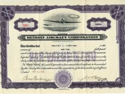 Certificate, Stock