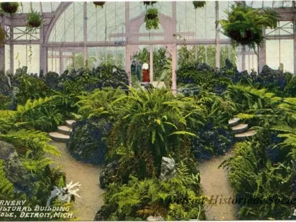 Postcard - The Fernery, Horticultural Building, Belle Isle, Detroit, Mich.