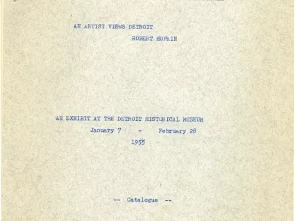 Catalog - An Artist Views Detroit Robert Hopkin Exhibit Catalogue, Draft Copy