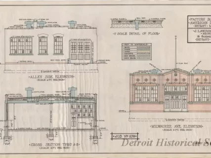 Drawing, Architectural - Factory Building for American Die Works, Detroit, Michigan;
East Side Elevation, West Side Elevation