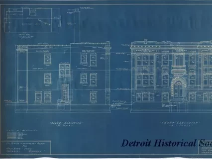 Blueprint - Alley Elevation,
Front Elevation