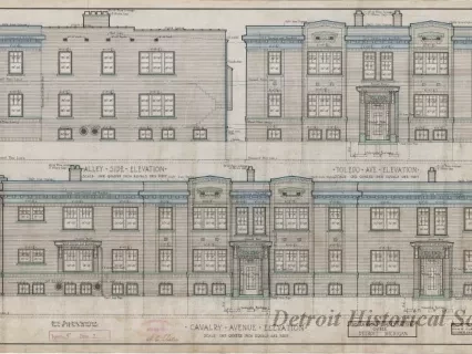 Drawing, Architectural - Alley Side Elevation,
Toledo Avenue Elevation,
Cavalry Avenue Elevation