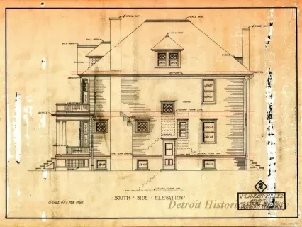 Drawing, Architectural - South Side Elevation