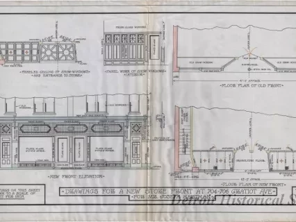 Drawing, Architectural - Drawings for a New Store Front at 704-706 Gratiot Ave. 
for Mr. Joseph Hartman