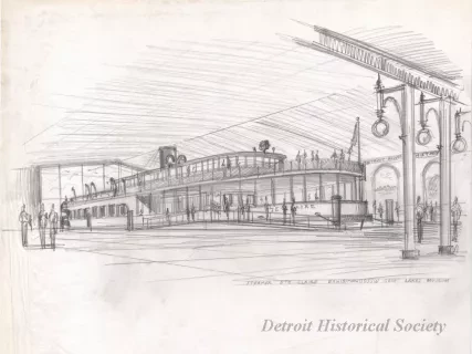 Drawing - Steamer Ste. Claire Exhibit - Dossin Great Lakes Museum