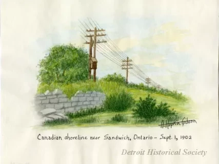 Painting - Canadian shoreline near Sandwich, Ontario-Sept. 1, 1902