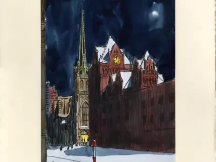 Lithograph - Christmas Eve at Fort Street Presbyterian Church