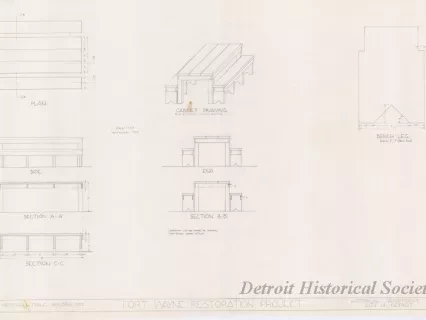 Drawing, Technical - Civil War Mess Hall Table - Building 507,
Fort Wayne Restoration Project