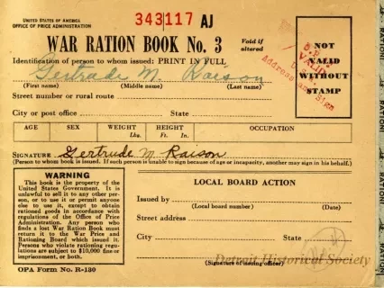 Book, Ration - War Ration Book No. 3