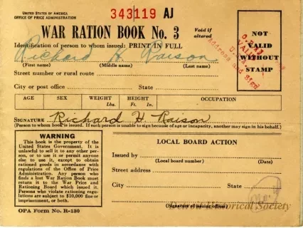 Book, Ration - War Ration Book No. 3
