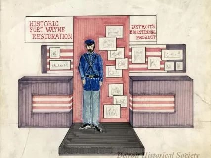 Drawing - National Bank of Detroit Proposed Fort Display
