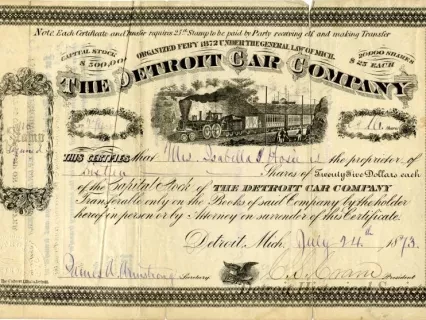 Certificate, Stock