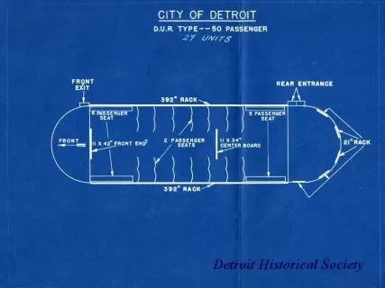 Blueprint - City of Detroit, D.U.R. Type--50 Passenger, 27 Units
