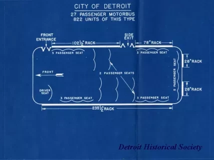 Blueprint - City of Detroit 27 Passenger Motorbus, 822 Units of This Type