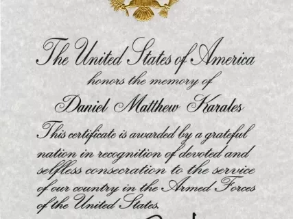 Certificate, Commemorative