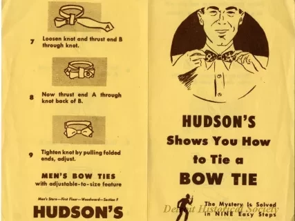 Pamphlet, Instruction - Hudson's Shows You How to Tie a Bow Tie
