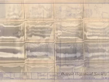 Blueprint - Water Tower - Plan and Sectional Elevations of Water Tower from Field Measurements.  Built in 1876.  J. E. Sparks, Architect.  Razed in 1945.