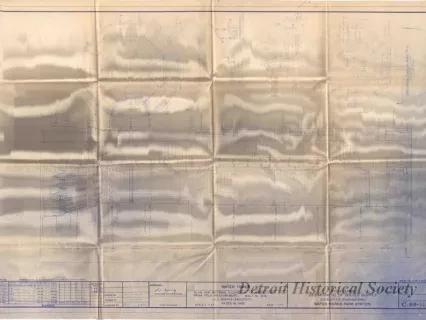 Blueprint - Water Tower - Plan and Sectional Elevations of Water Tower from Field Measurements.  Built in 1876.  J. E. Sparks, Architect.  Razed in 1945.
