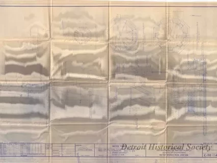 Blueprint - Water Tower - Plan and Sectional Elevations of Water Tower from Field Measurements.  Built in 1876.  J. E. Sparks, Architect.  Razed in 1945.