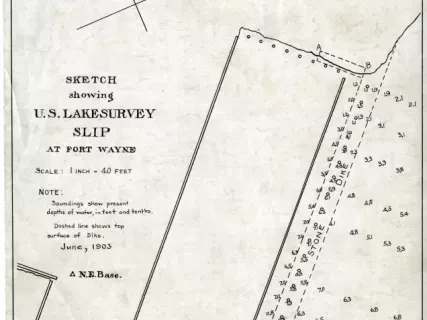 Survey, Land - Sketch showing U.S. Lake Survey Slip at Fort Wayne