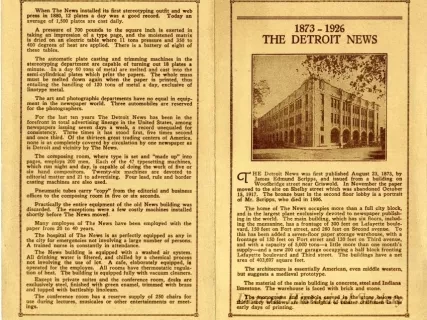 Pamphlet - 1873-1926, The Detroit News