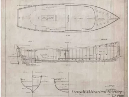 Drawing, Technical - Design for a Twenty-Two Foot Launch for the U. S. Lake Survey