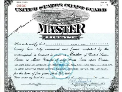 License, Occupational - United States Coast Guard Master License