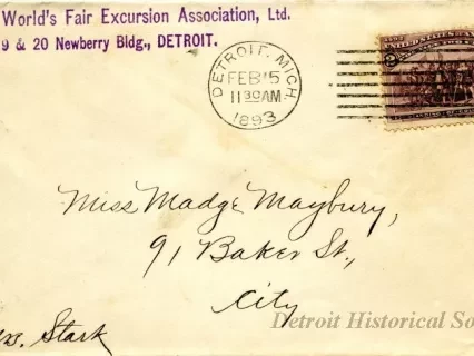 Envelope - Columbian World's Fair Excursion Association, Ltd.