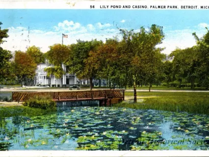 Postcard - 56 Lily Pond and Casino, Palmer Park, Detroit, Mich.