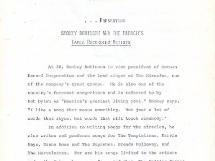 Release, News - Robinson, William "Smokey"