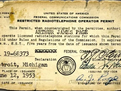 License, Occupational - Restricted Radiotelephone Operater Permit