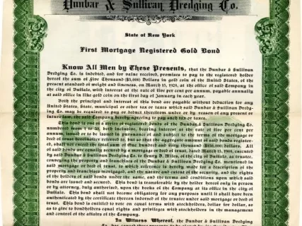 Bond - Dunbar & Sullivan Dredging Co. 
First Mortgage Registered Gold Bond