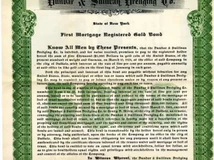 Bond - Dunbar & Sullivan Dredging Co. 
First Mortgage Registered Gold Bond