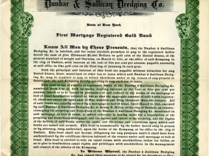 Bond - Dunbar & Sullivan Dredging Co. 
First Mortgage Registered Gold Bond