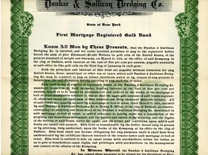 Bond - Dunbar & Sullivan Dredging Co. 
First Mortgage Registered Gold Bond